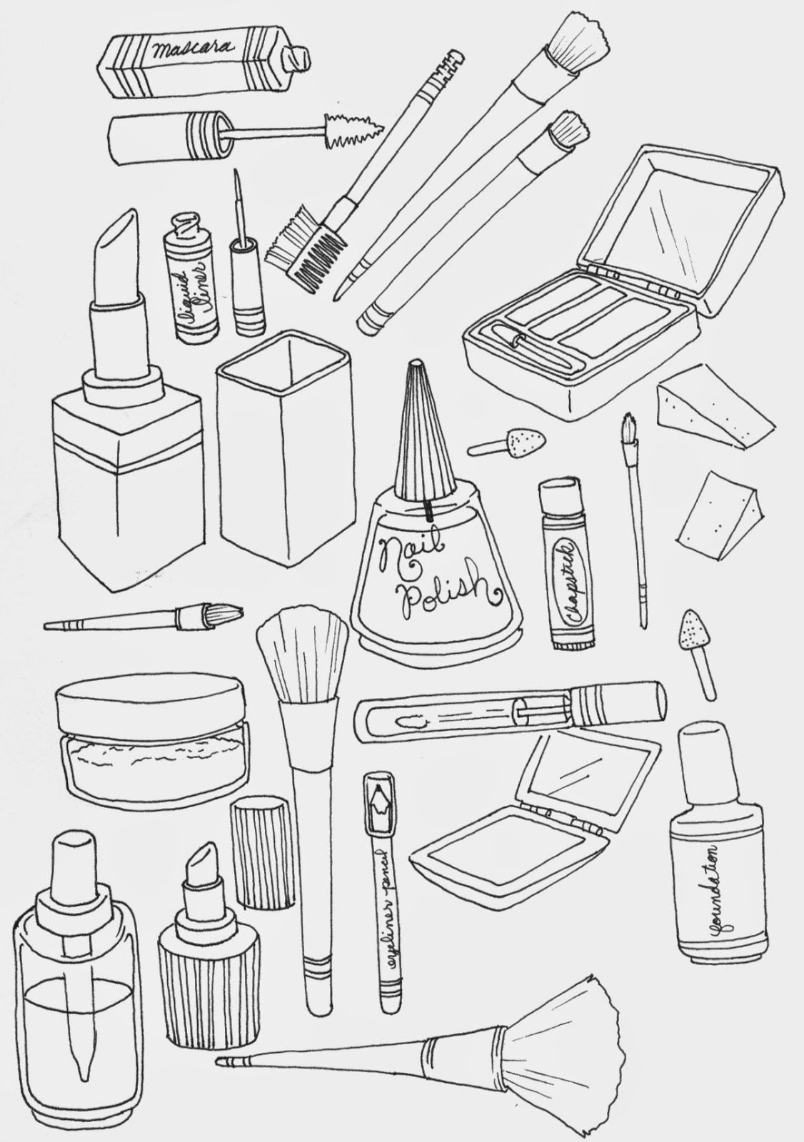 Kleurplaat Make Up | Saubhaya Makeup  Populair Make Up Producten Tekening   Beste  Make Up Producten Tekening
